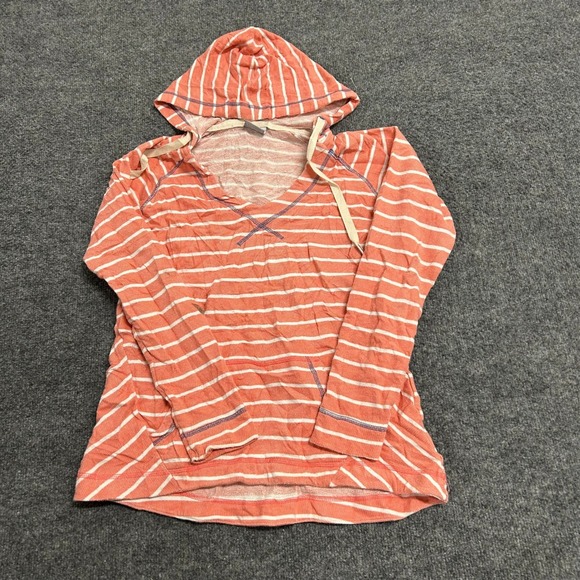 Columbia Tops - Columbia Hoodie Womens XS Orange White Striped V-Neck Casual Pullover Stained